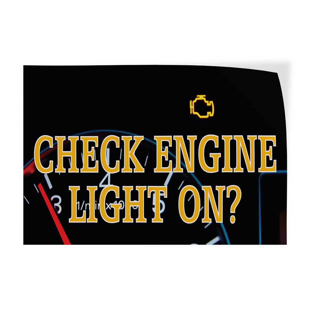 Decal Stickers Check Engine Light on A Advertising Printing Store Sign ...