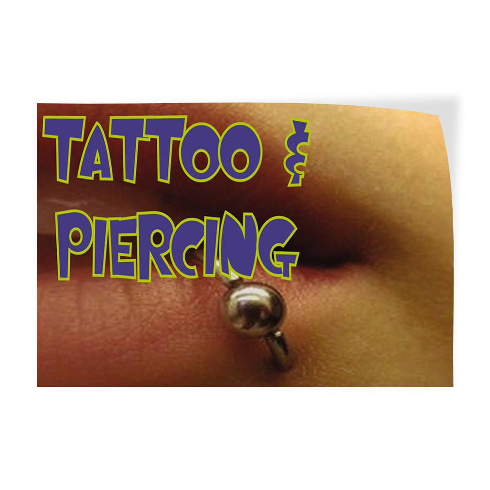 Decal Stickers Tattoo & Piercing Red Vinyl Store Sign Label Business | eBay