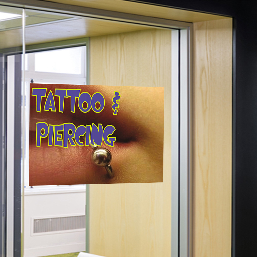 Decal Stickers Tattoo & Piercing Red Vinyl Store Sign Label Business | eBay