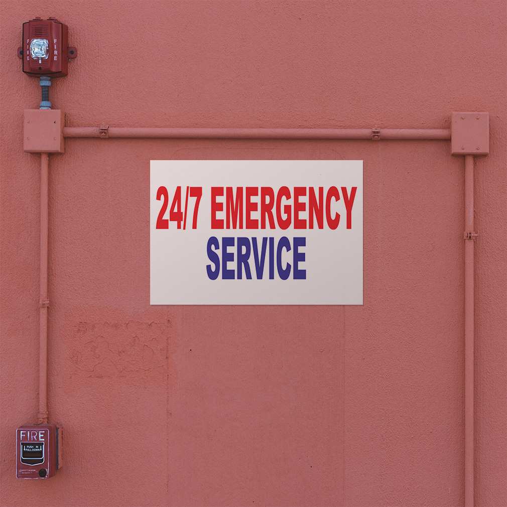 Decal Stickers 24 7 Emergency Service Red Blue Auto Car Repair Shop Vinyl