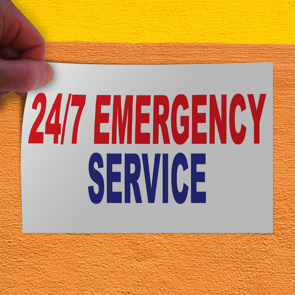 Decal Stickers 24 7 Emergency Service Red Blue Auto Car Repair Shop Vinyl