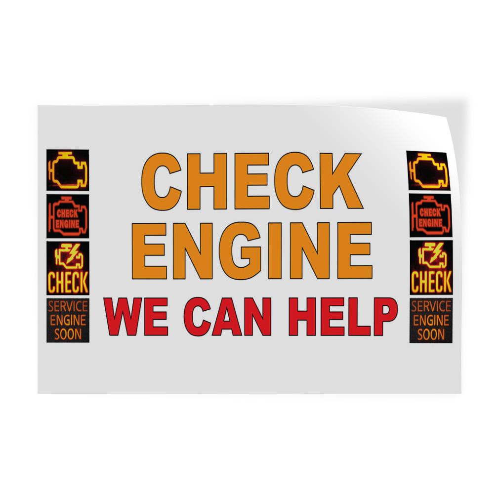 Decal Stickers Check Engine We Can Help Yellow Red Auto Car Repair Shop ...