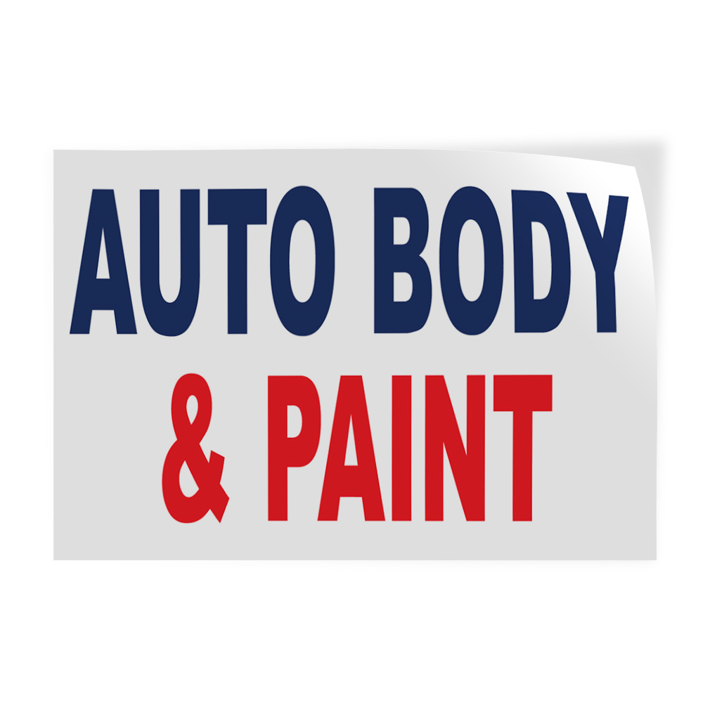 Decal Stickers Auto Body Paint Blue Red Auto Car Repair Shop Store Sign ...
