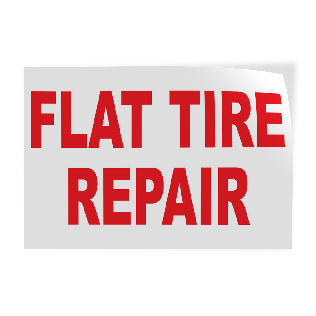 Decal Stickers Flat Tire Repair Red Auto Car Repair Shop Vinyl Store Sign Label