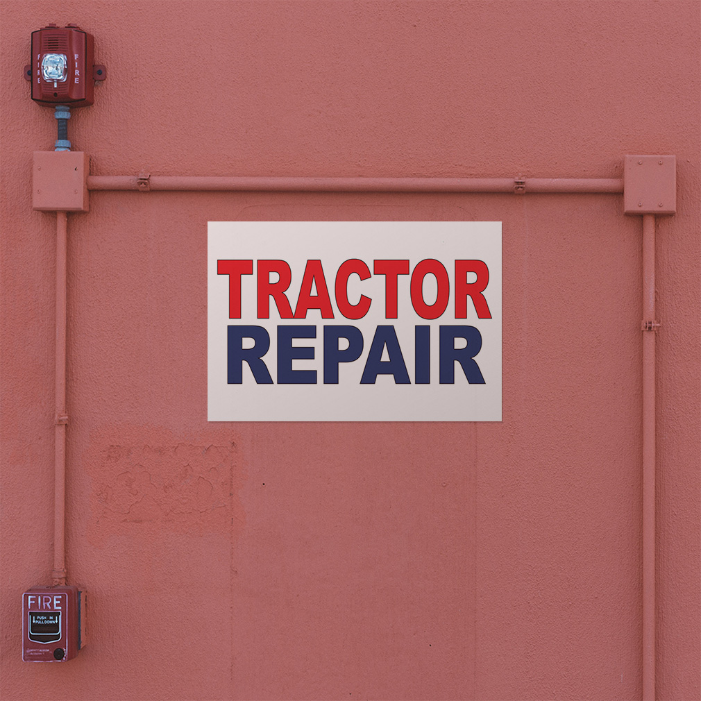 Decal Stickers Tractor Repair Red Blue Auto Car Repair Shop Store Sign Label