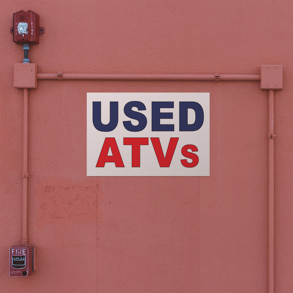 Decal Stickers Used Atvs Blue Red Auto Car Repair Shop Vinyl Store Sign Label