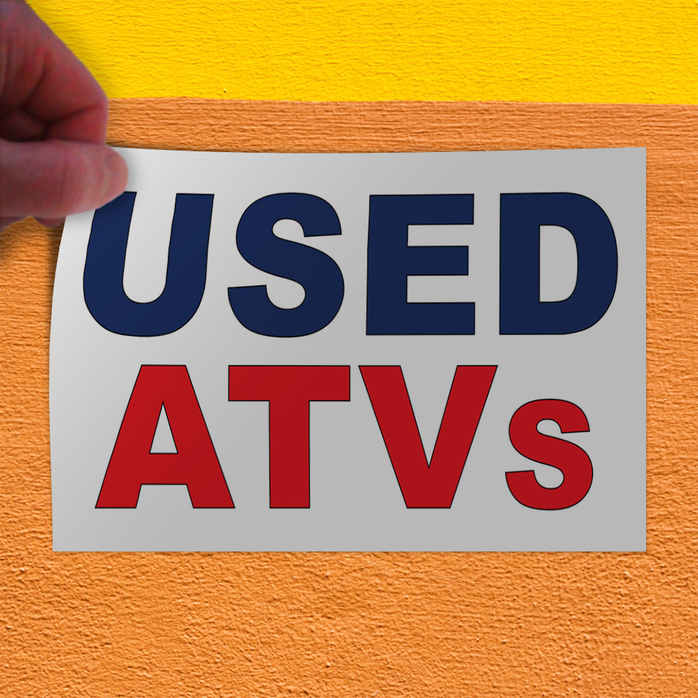 Decal Stickers Used Atvs Blue Red Auto Car Repair Shop Vinyl Store Sign Label