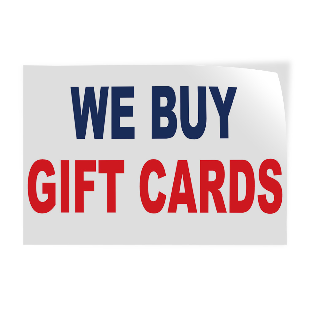 Decal Stickers We Buy Gift Cards Blue Red Vinyl Store Sign Label Business
