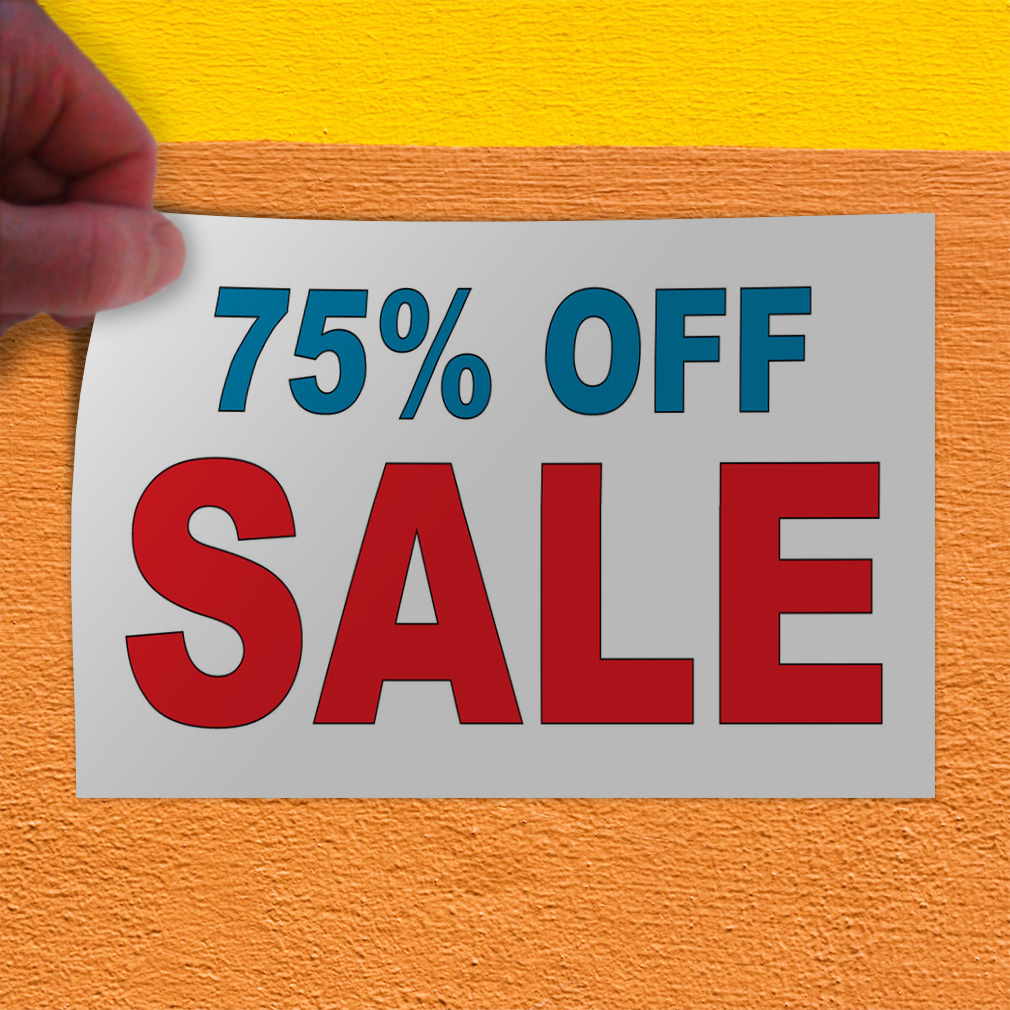 Price Sticker 75 Decal Stickers 75% off Sale Blue Red Vinyl Store Sign Label Business | eBay
