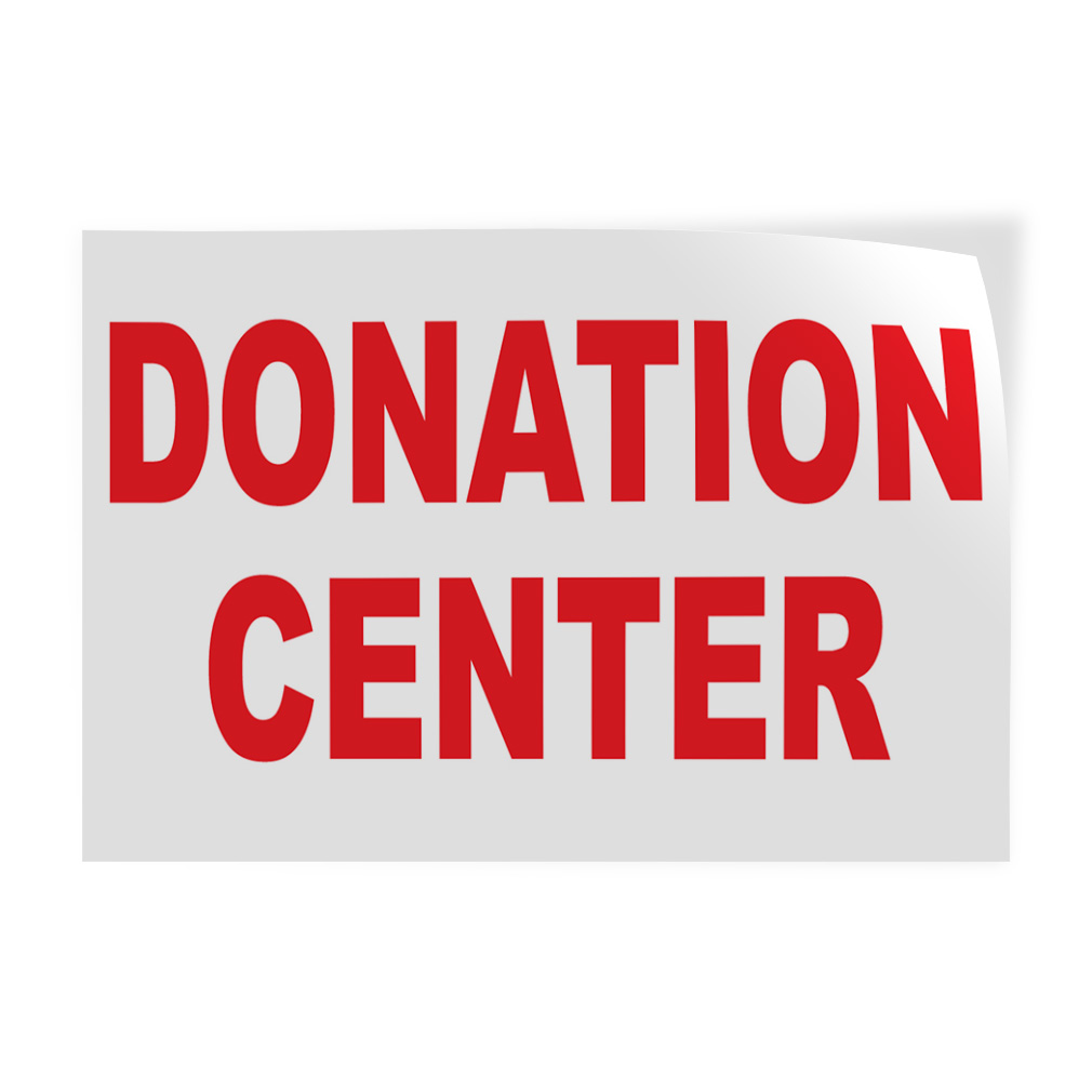Decal Stickers Donation Center Red Vinyl Store Sign Label Business