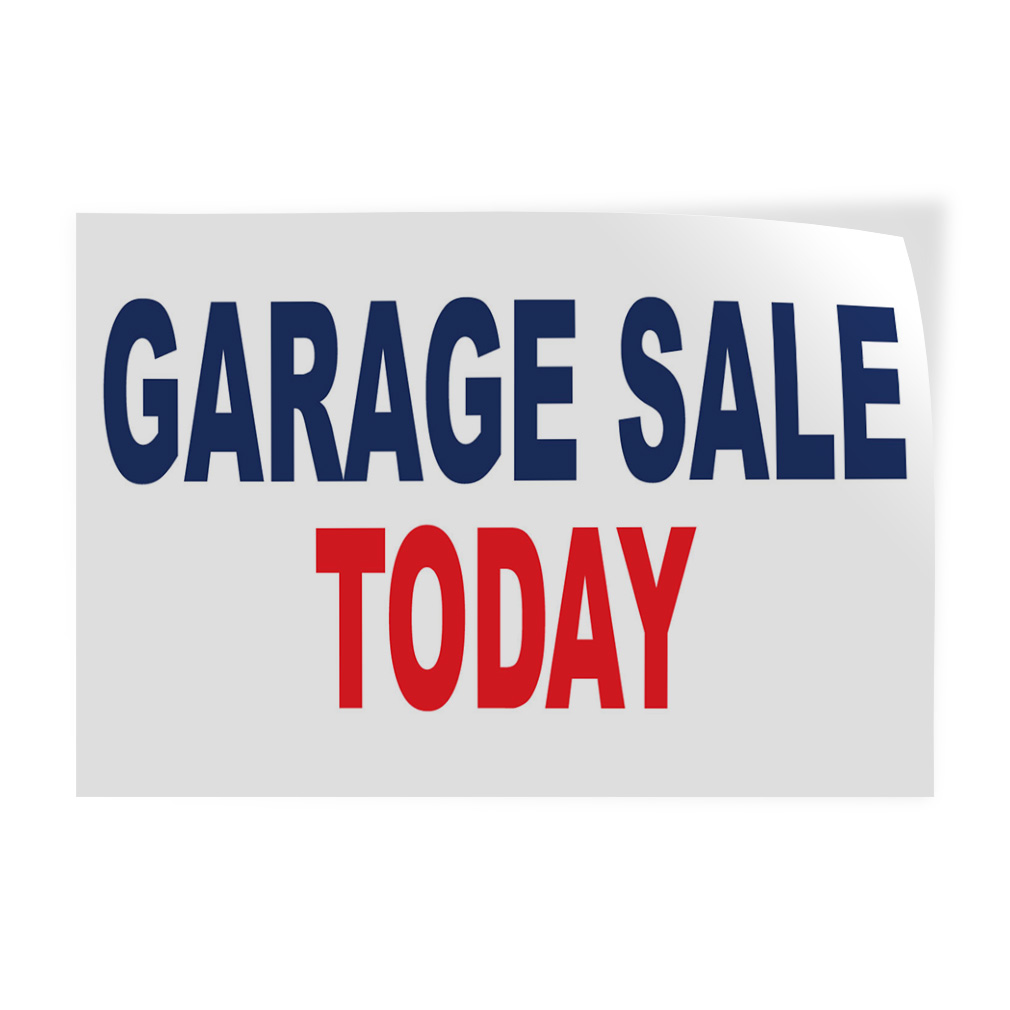 Decal Stickers Garage Sale Today Blue Red Vinyl Store Sign Label Business
