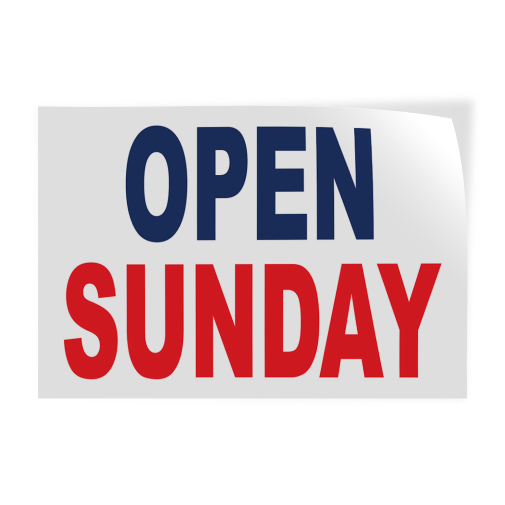 Decal Stickers Open Sunday Blue Red Vinyl Store Sign Label Business | eBay