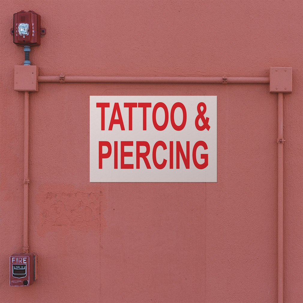 Decal Stickers Tattoo & Piercing Red Vinyl Store Sign Label Business | eBay