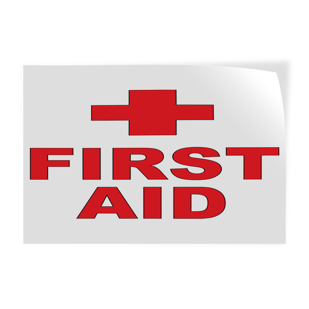 Decal Stickers First Aid Red Vertical Vinyl Store Sign Label Health & Medical