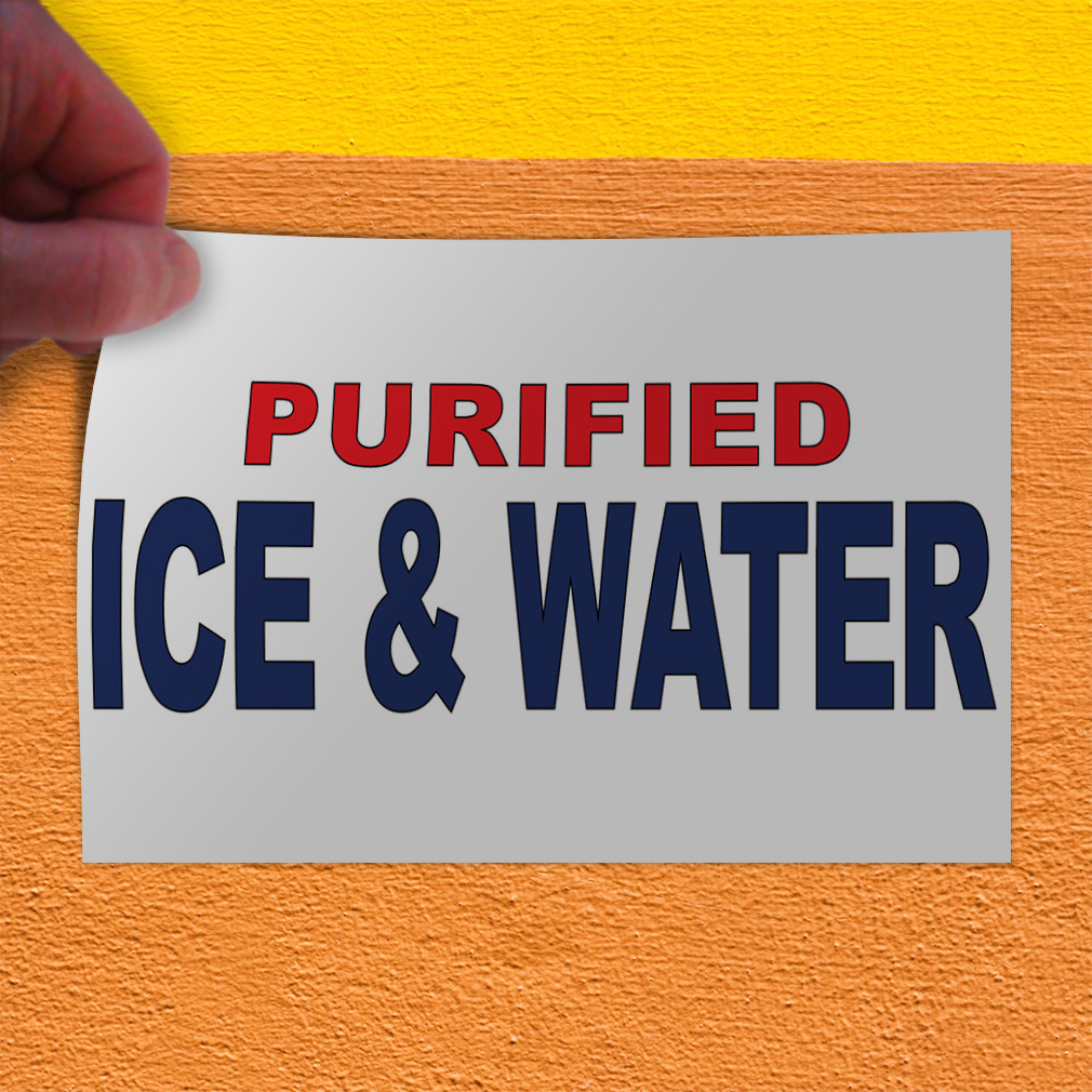 Decal Stickers Purified Ice & Water Red Vinyl Store Sign Label ...