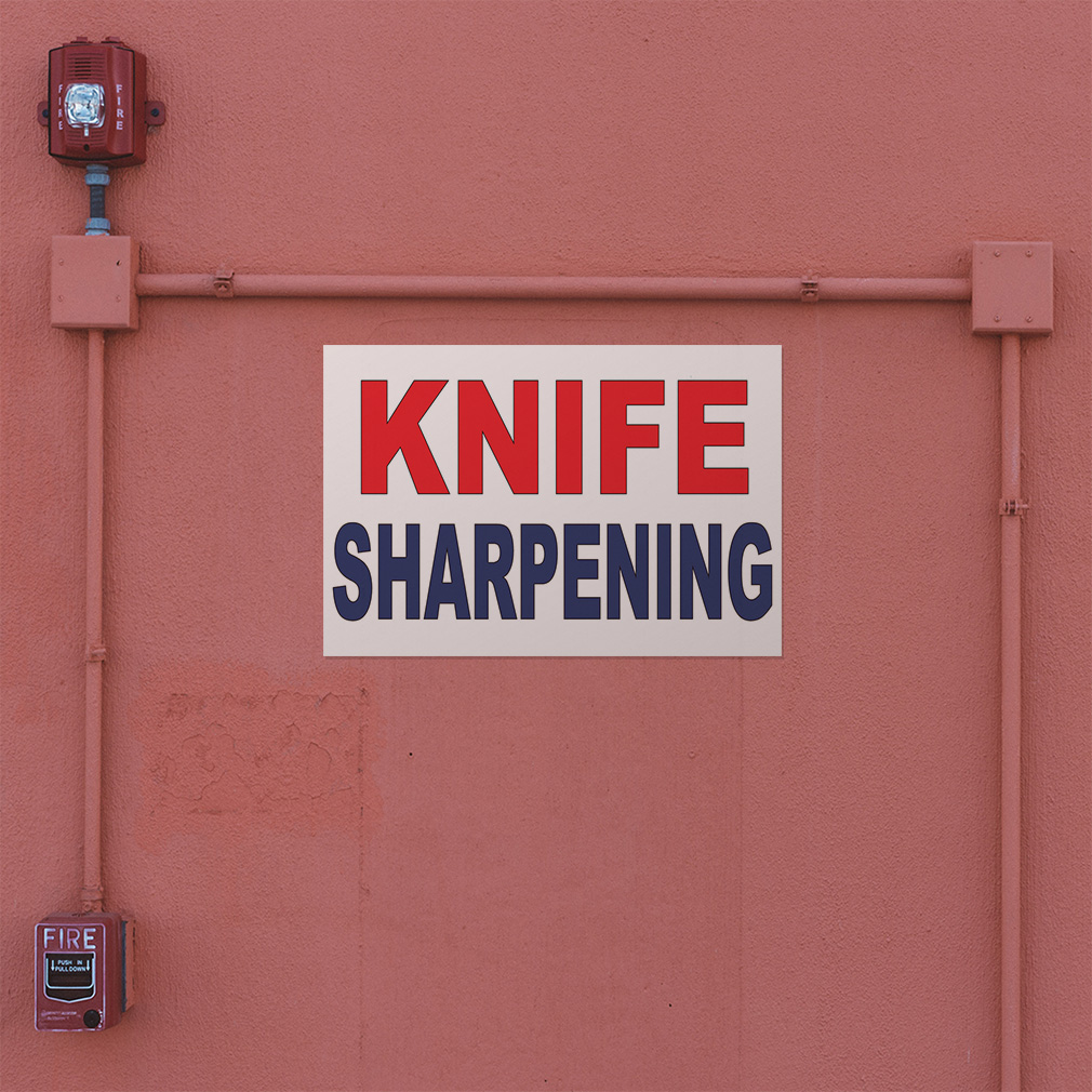 Decal Stickers Knife Sharpening Red Blue Vinyl Store Sign Label ...