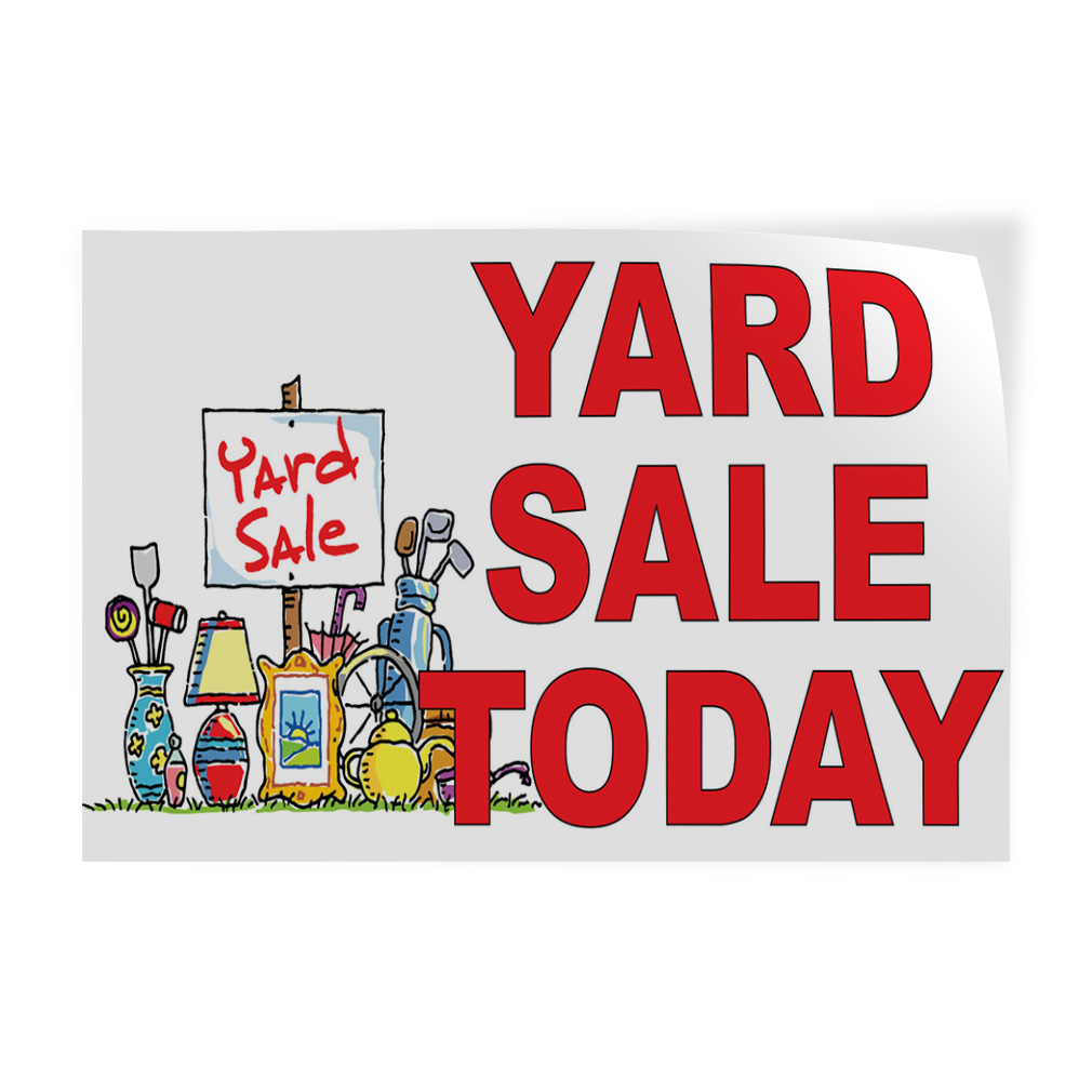 Decal Stickers Yard Sale Today Red Vinyl Store Sign Label Business