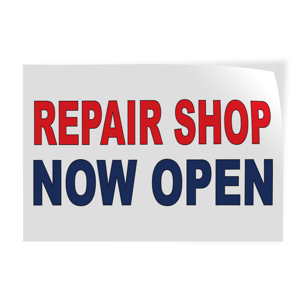 Decal Stickers Repair Shop Now Open Red Blue Vinyl Store Sign Label Business
