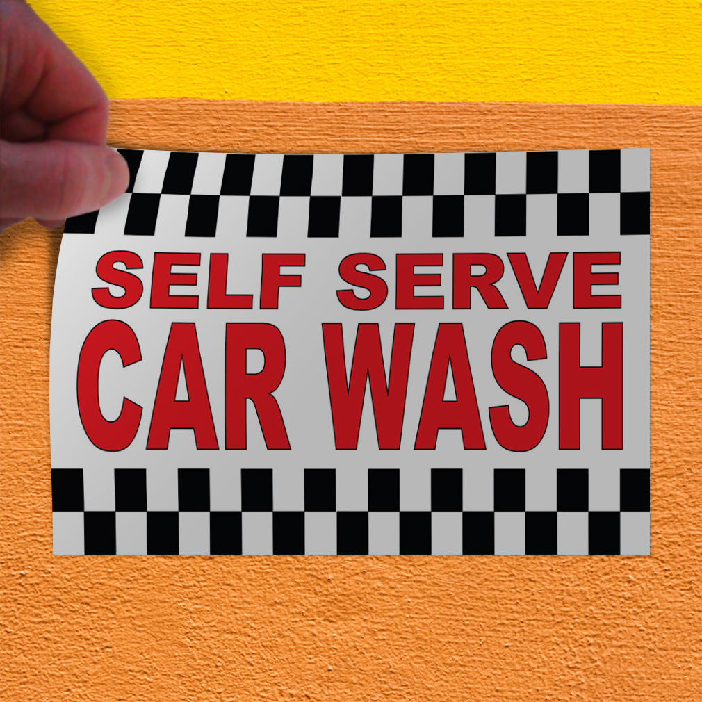 Decal Stickers Self Serve Car Wash Red Vinyl Store Sign Label ...