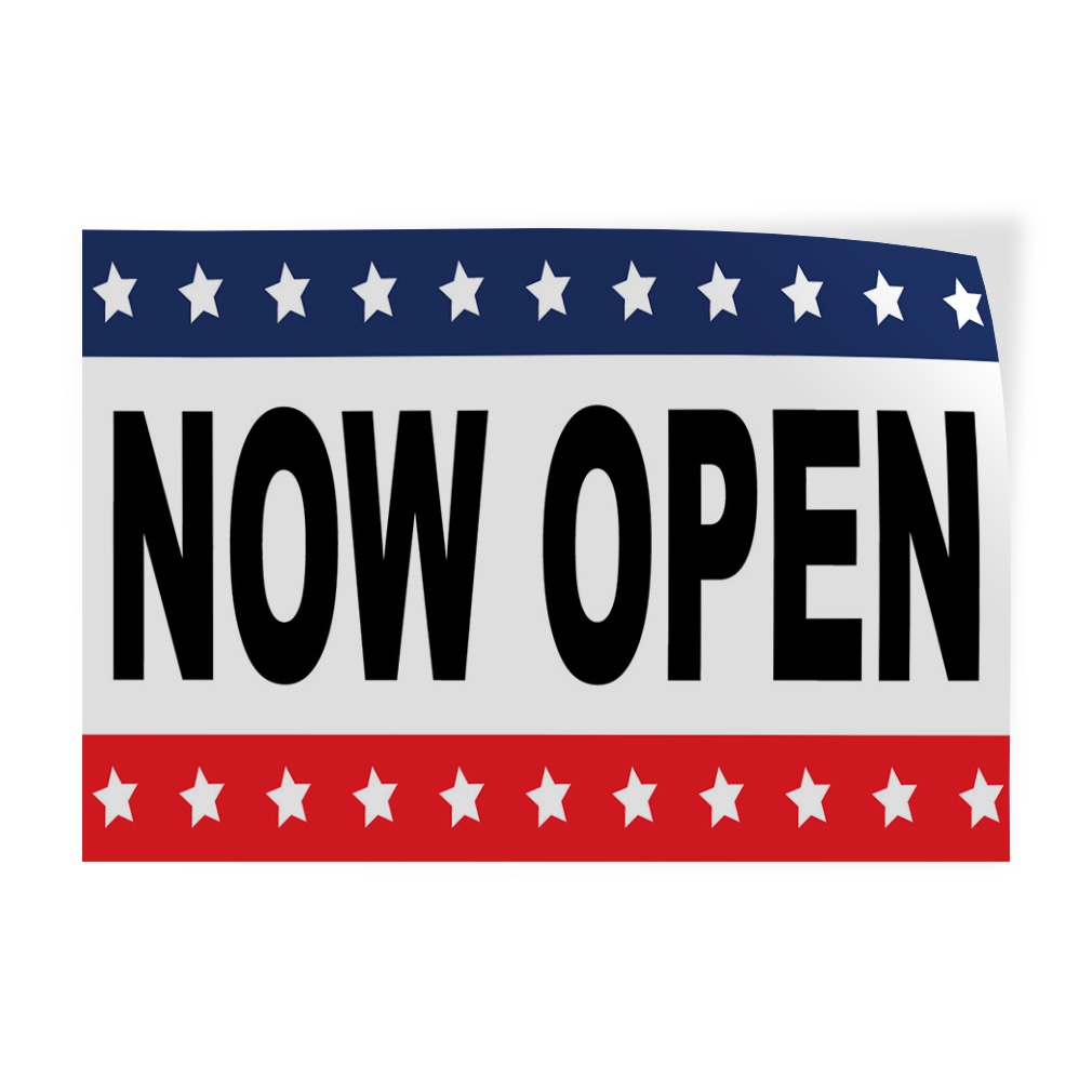 Decal Stickers Now Open Black Red Blue Vinyl Store Sign Label Business