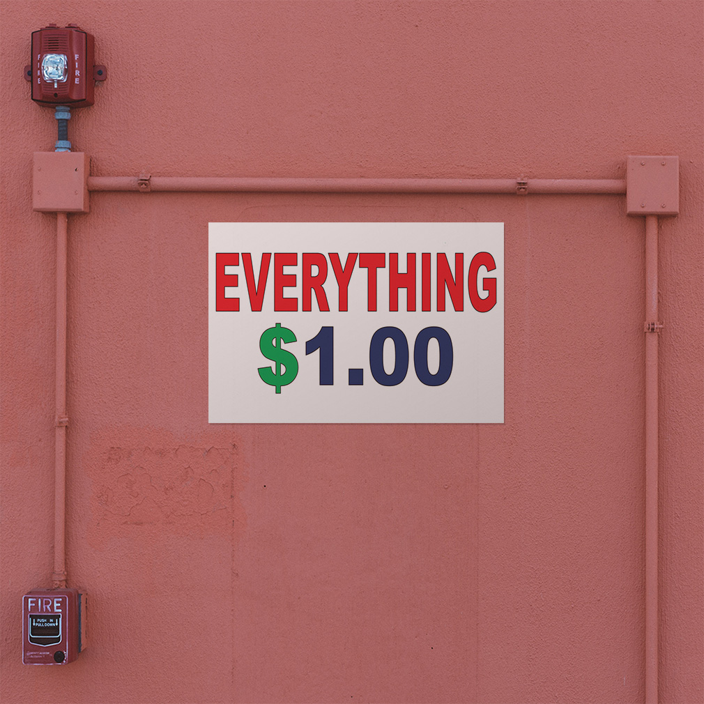 Decal Stickers Everything 1.00 Red Blue Vinyl Store Sign Label