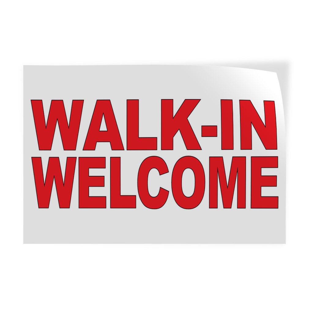 Decal Stickers Walk-In Welcome Red Vinyl Store Sign Label Business