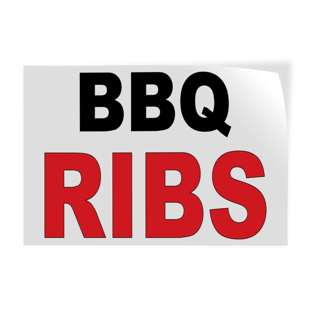 Decal Stickers Bbq Ribs Black Red Food Bar Restaurant Food Truck Vinyl