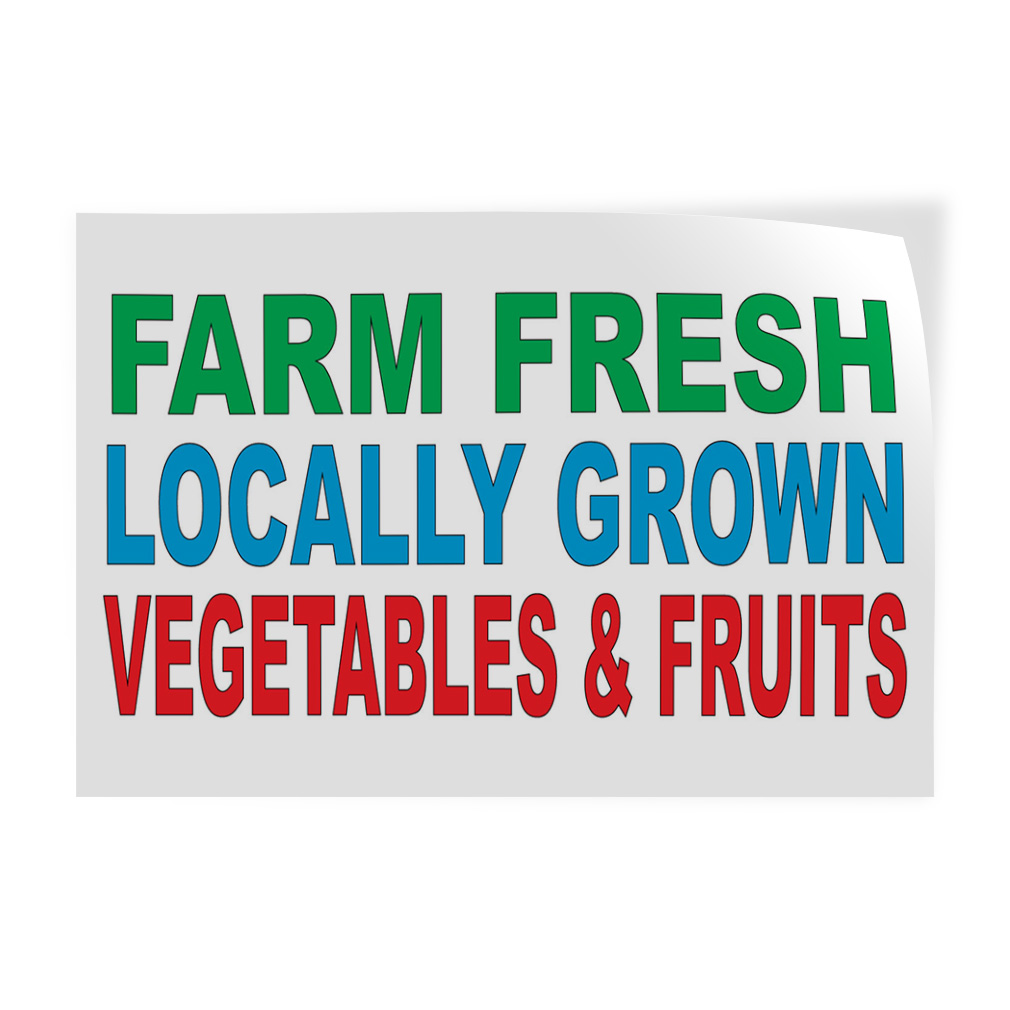 Decal Stickers Farm Fresh Logically Grown Vegetables & Fruits Red Vinyl Business