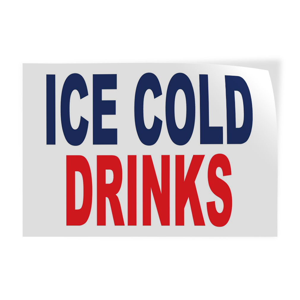 Decal Stickers Ice Cold Drinks Blue Red Food Bar Restaurant Food Truck A Vinyl