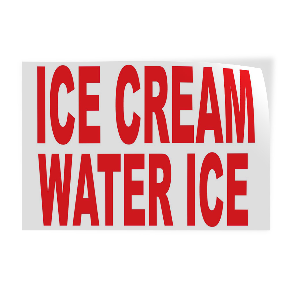 Decal Stickers Ice Cream Water Red Food Bar Restaurant Truck Store Sign ...