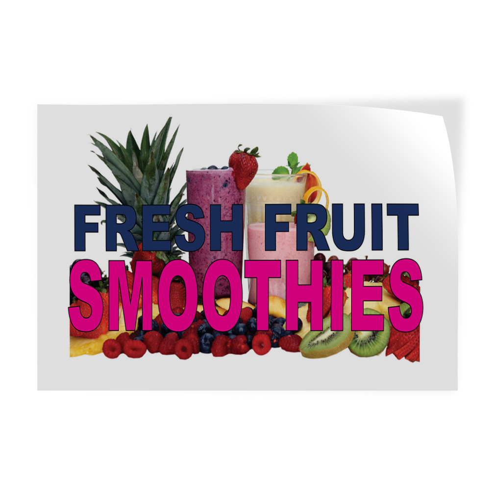 Decal Stickers Fresh Fruit Smoothies Blue Pink Food Bar Restaurant Truck Vinyl